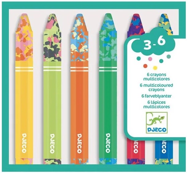 6 crayons multicolores Djeco